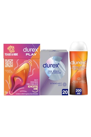 Durex Çoklu Erojen Bölge Uyarıcı + Yok Ötesi Ultra Kaygan Prezervatif 20li + Ylang Ylang Jel 200ml