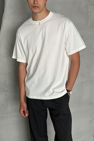 Hyman Erkek %100 Pamuk Oversize Basic T-shirt Beyaz