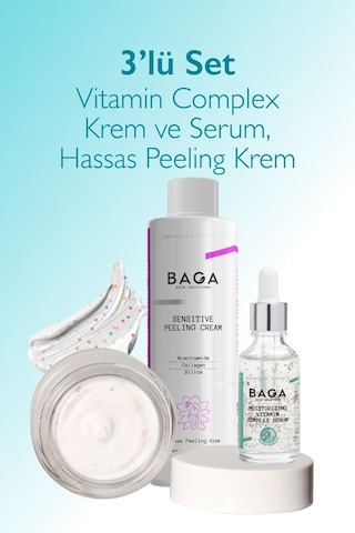 Baga Vitamin Kompleks Krem & Vitamin Kompleks Serum & Hassas Peeling Krem 3'lü Set