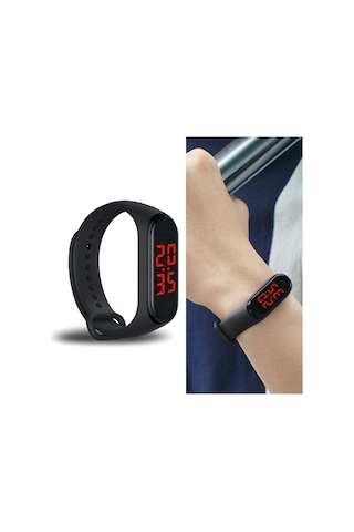 Leezsing Siyah Akıllı Bileklik - 24 Saat Sıcaklık Monitörü, Led Ekran, Manyetik Şarj, 25 Gün Pil Ömrü