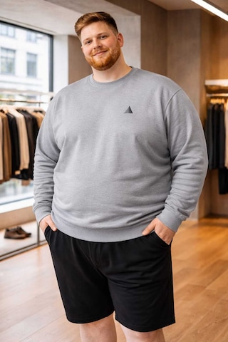 Akt Gayem Butik Büyük Beden 7xl-10xl Uzun Kollu T-shirt Gri