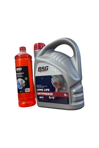 Kırmızı G12 Organik Antifriz -56 Derece 3 Litre Ve Konsantre Cam Suyu 1 Litre Takım Seti