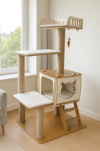 Pati Homes Pro Katlı Kedi Oyun Evi Xl Yataklı - Kedi Tırmalaması