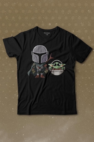 Kendim Seçtim Baby Yoda Mando Figür The Mandalorian Bebek Yoda Star Wars Baskılı Tişört Çocuk T-shirt 001