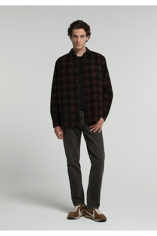 Colin's Colins Relaxed Fit Shirt Neck Ekoseli Erkek Kahverengi Uzun Kol Gömlek Cl1082022 Q1.v1 Brw