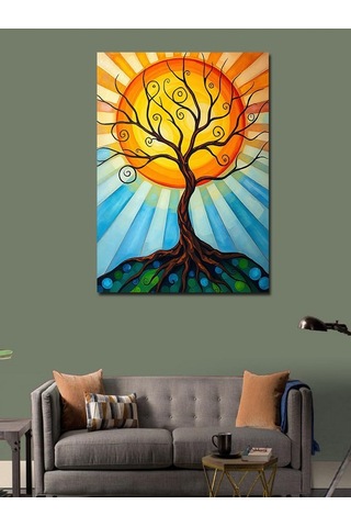 Kanvas Tablo Güneş Ve Yaşam Ağacı 70cmx100cm