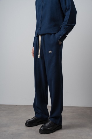 Respire Erkek R Nakışlı Müslin Baggy Pantolon Lacivert