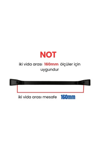 50 Adet Havai Düz Siyah Metal Mobilya Kulpu 160mm Siyah