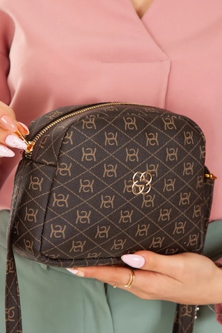 Bizoon Np286 Kadın, Desenli Çapraz Askılı Omuz Çantası 20x15x6 Cm Kahve Kahverengi