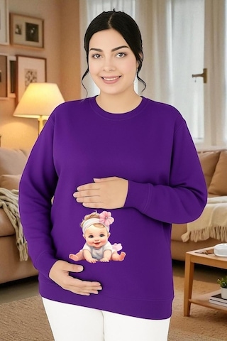 Benroma Baskılı Hamile Sweatshırt