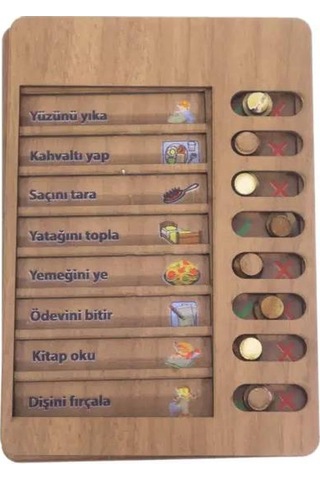 Ahşap Çocuk Günlük Rutin Checklist Kontrol Listesi