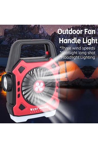 West Biking Çok Fonksiyonlu Kamp Fanı Açık Taşınabilir Işık Hızlı Kırmızı Kızıl