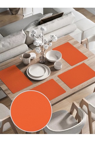 Joyarty Klasik Bez Desenli Servis Takımı Yerleri 30x46 Cm 135666096 Turuncu