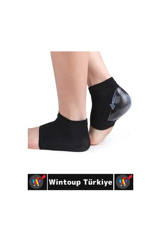 Ergonomik Konforlu Kaymaz Azaltan Esnek Silikon Çok Şık Unisex Nemlendirici Topuk Çorabı 2 Çift Standart