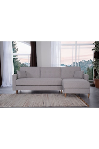 Kilim Mobilya Scandi Köşe Uzanmalı Yataklı Köşe Takımı Hem Sağ Hem Sol Köşe Olarak Kullanılabilir Beyaz