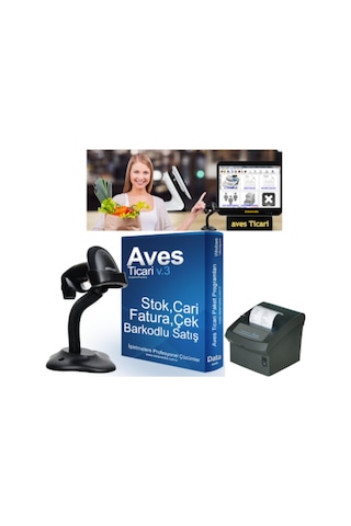 Barkodlu Satış + Lazer Barkod Okuyucu + Fiş Yazıcısı Aves (367282568)