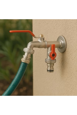 Bahçe Balkon Çeşmesi 2 Başlı Musluk Hortum Bağlantı Bahçe Çeşmesi