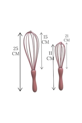 2&apos Li Silikon Çırpıcı Seti, 25cm-21cm, Somon