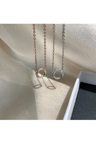 925ayar Gümüş Zirkon Taşlarla Süslenmiş Geometrik Kolye