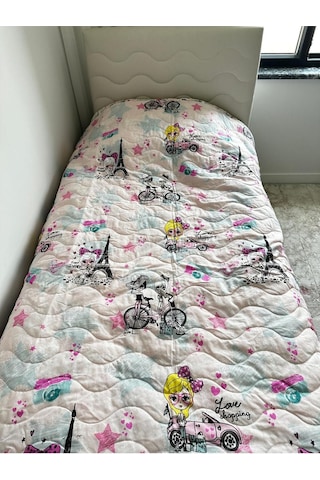 Prensesli Kapitoneli Pike Çok Amaçlı Pike Yatak Örtüsü Pembe