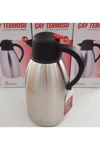 Penguen Çift Katlı Çelik Termos 2 Lt Çay Termosu İthal Gümüş