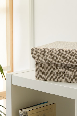 Ocean Home Textile Çekmece İçi Bej Renk Dokulu Kumaş Kapaklı Kutu 30 x 23 x 11 cm