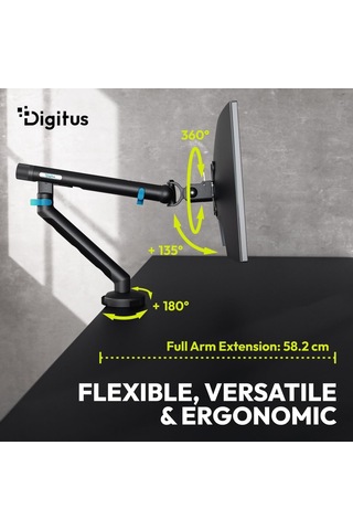 Monitör Tutucusu - Bir Monitör - 35 İnçe Kadar - Mekanik Yay - 10 Kg Taşıma Kapasitesi - Düz Ve Kavisli Ekranlar İ
