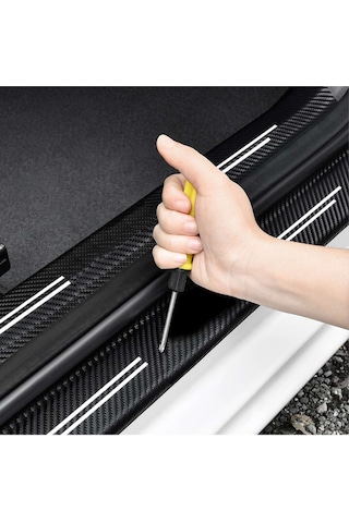 Peugeot Uyumlu Deri Karbon Kapı Eşiği Koruyucu Bant 4 Adet