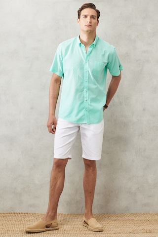 AC&Co / Altınyıldız Classics Erkek Mınt Comfort Fit Düğmeli Yaka %100 Pamuk Flamlı Kısa Kollu Casual Gömlek 4A2022200132MINL Mint