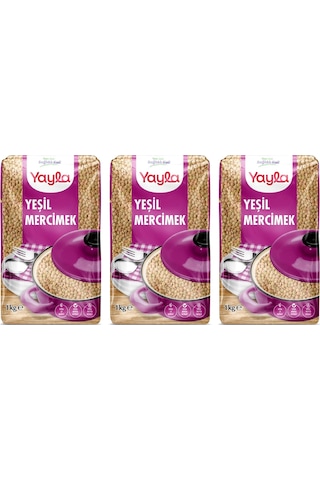 Yayla Yeşil Mercimek 1 Kg 3 Lü