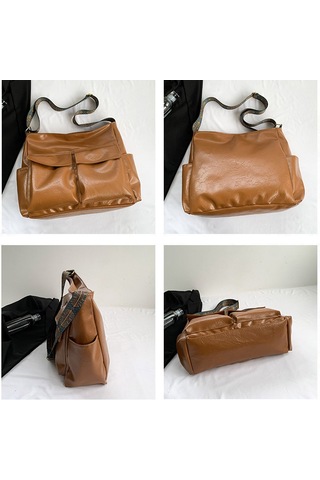 Banliyöyük Kapasiteli Bezçanta Vintage Omuz Çantası Kahverengi Kahverengi