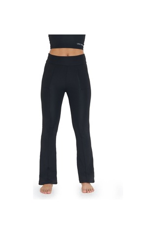 Lesa Wear Kadın Siyah Yüksek Bel Toparlayıcı Çift Cepli İspanyol Paça Tayt Bootcut Siyah