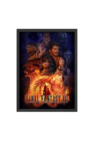 Final Fantasy Siyah Ahşap Çerçeveli Poster, Dekoratif Oyun Duvar Tablosu