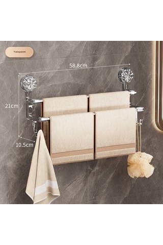 Reedark Banyo İçin Çift Çubuklu Süksiyonlu Havlu Rafı, Islak-kuru Havlu Depolama, Halka Takımı İle Modern Mükemmel Organizasyon Şeffaf Uzun Tip Diğer