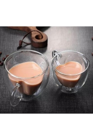 Kalp Şeklinde Cam Bardak Çok Renkli