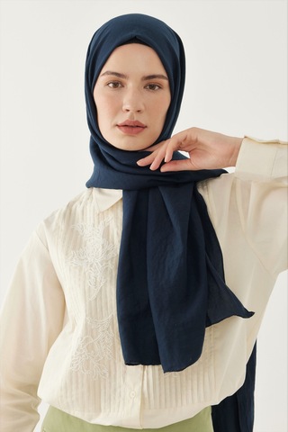 Mirsoy Scarf Düz Pamuk Şal - Lacivert Lacivert