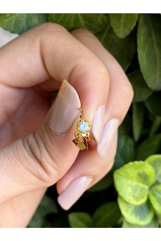 14 Ayar Altın Sallantılı Taşlı Halka Sıkıştırma Hızma Sarı