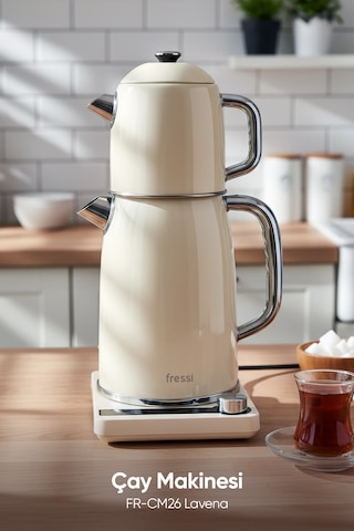 Fressi Dijital Standlı Çelik Çay Makinesi 2 In 1 Su Isıtıcısı & Çaycı Fr-cm26 Lavena
