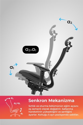 Samurai Ergonomik Koltuk Bel Destekli, Tekerlekli, Yükseklik Ayarlı, Yönetici Koltuğu - 23.3.5.61 Çok Renkli