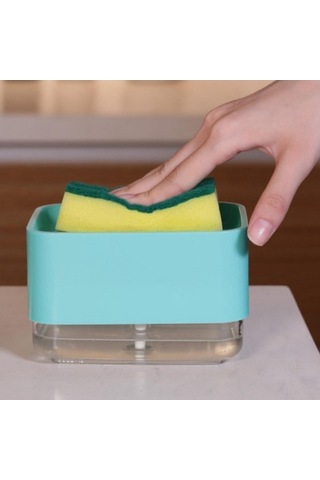 Bosphorusboutique02 Suntek Mutfak Sabunluk, Tutuculu Drenaj Süngeri, Mavi 11.8x5cm Çift Kişilik