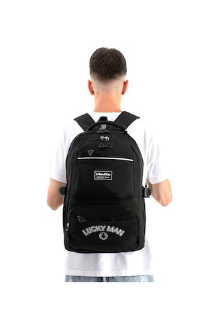 Ventis Unisex Set Okul Çantası Kalemlikli 2'li Lise Ortaokul Sırt Çantası 43 30 Cm Çok Cepli Vnt7-g Siyah