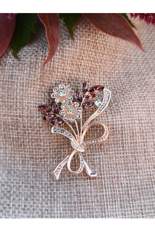 Villovatik Altın Çiçek Buketi Broş 222840793 Altın Rengi