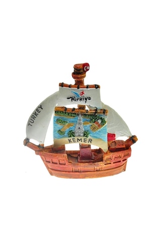 Hdmarketim Antalya Kemer Temalı Dekoratif Polyester Gemi Biblo 5923