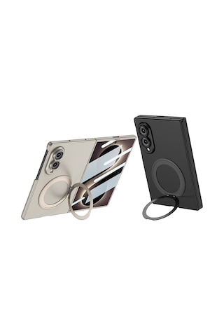 Nihcase Samsung Galaxy Uyumlu Fold 8 Kılıf Kıpta Msafe Şarj Özellikli Yüzüklü Sert Kapak