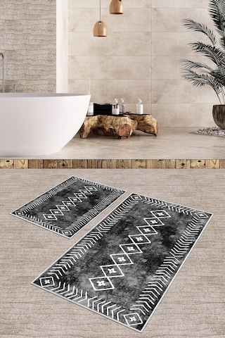 West Home Dijital Baskı Yıkanabilir Kaymaz Taban Salon Halısı Mutfak Halısı Yolluk Ve Banyo Paspası Wh 375 Black