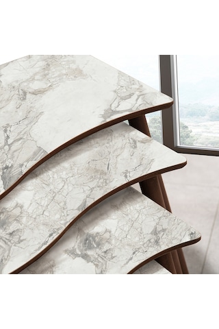 Vovvahome Salsa 4lü Mdf Ahşap Zigon Sehpa Ve Orta Sehpa - Beyaz