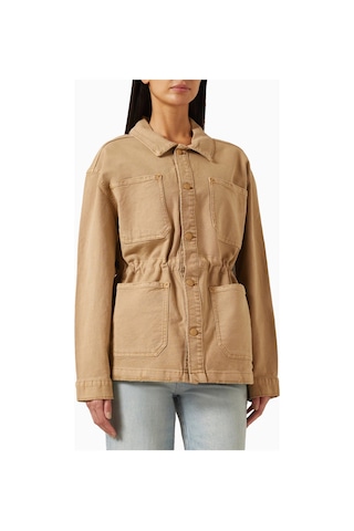 Good American Oversize Canvas Ceket, Modern Utiliter Stil - Şık Kadın Dış Giyim Bej