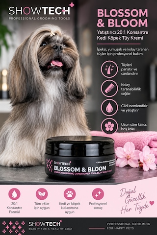 Showtech Blossom & Bloom Besleyici Köpek Tüy Kremi 125 Ml - 20:1 Oranına Kadar Konsantre