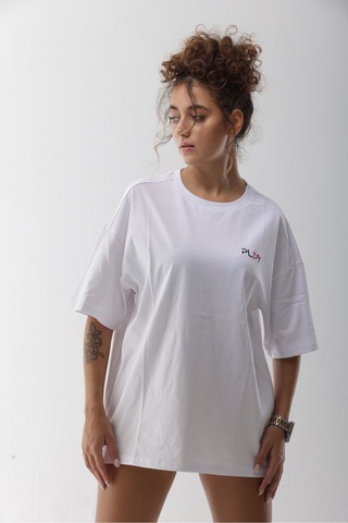 Oversize Beyaz Pamuklu Tişört Beyaz