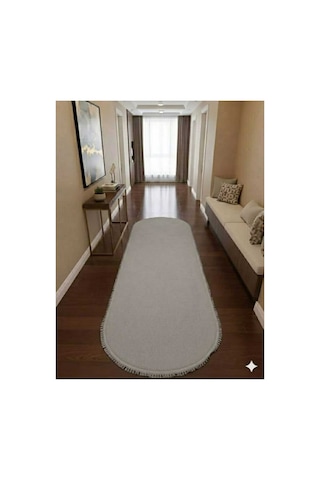 Modern Düz Açık Gıri Oval Saçaklı Pelüş Halı Kaymaz Taban 12ml Hav Yüksekliği Var 2 Cm Kalınlık Poly Renkli